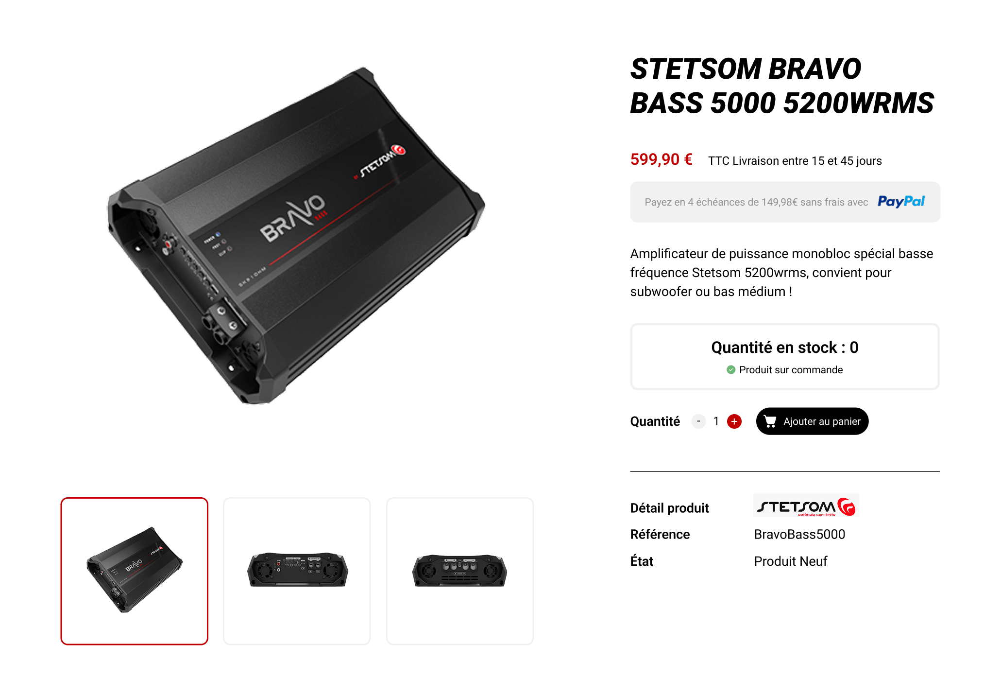 Exemple de fiche produit Caraudio 83